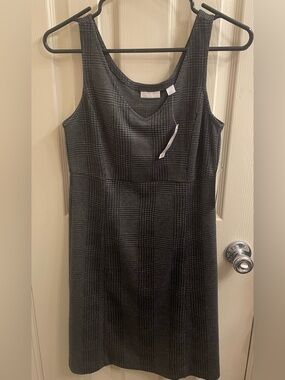 New York & Company Black Plaid Midi Sheath Dress NWT Small